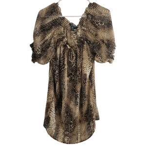 Lauren Ralph Lauren animal print sheer vacation beach cover-up medium
